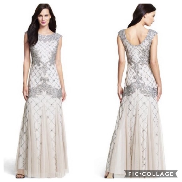 Adrianna Papell beaded sleeveless long gown - Picture 2 of 15
